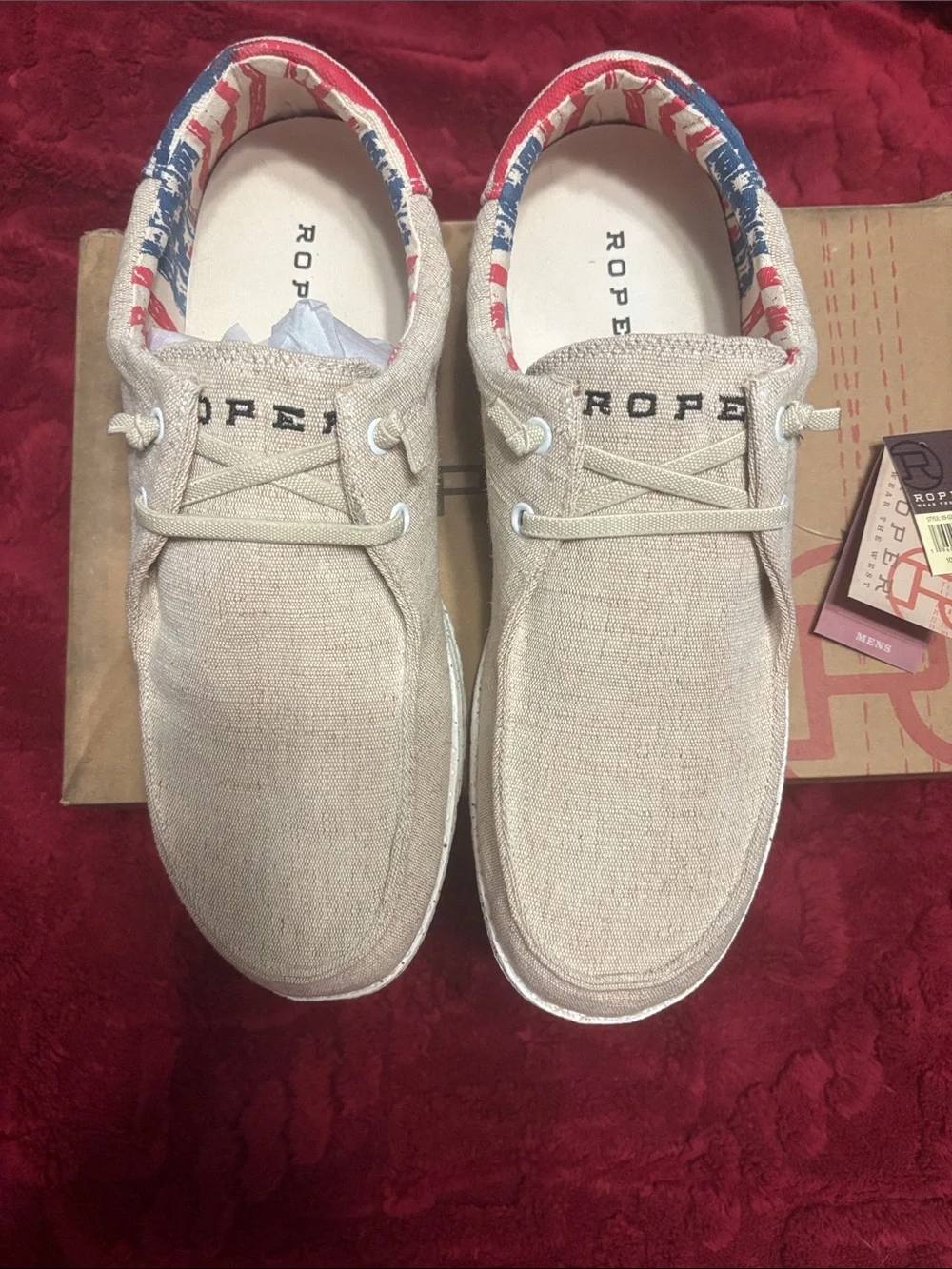 Roper Tan and Red Shoes